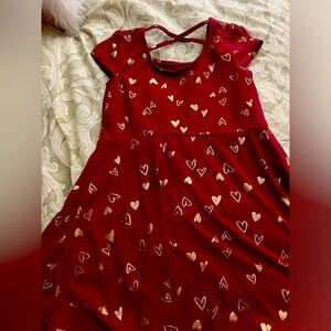Adorable burgundy dress with gold hearts size 5